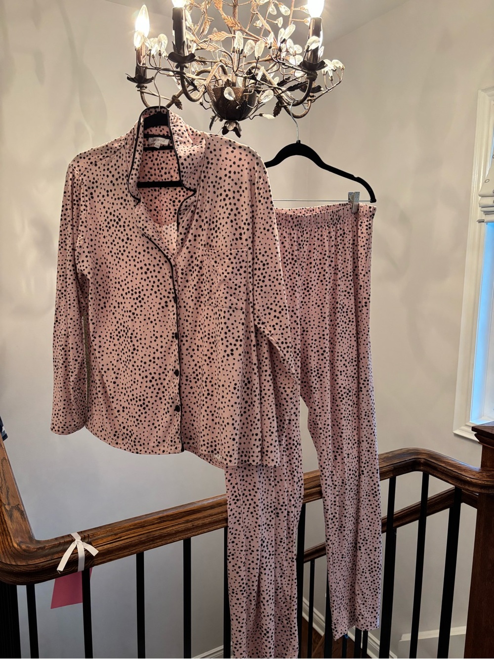 Classic Pink Dot Button-Up Pajama Set